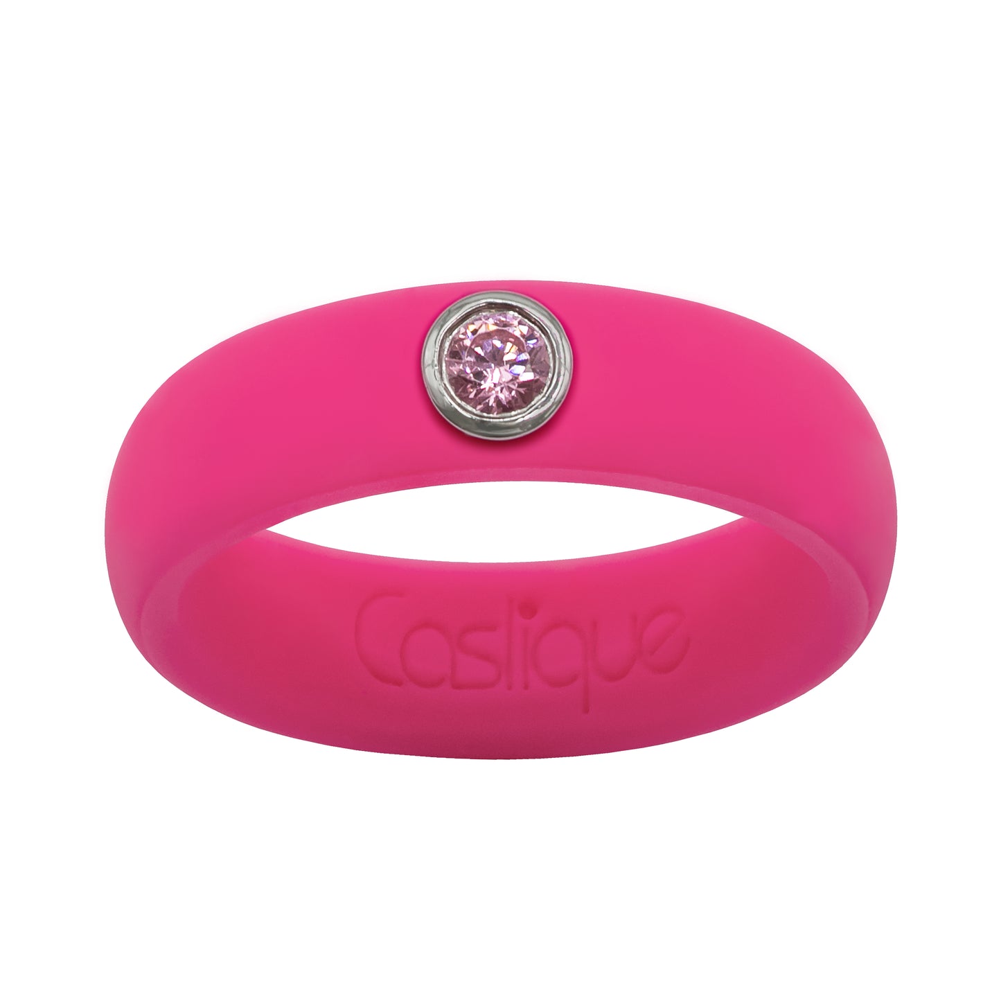 Pink Cubic Zirconia Silicone Ring