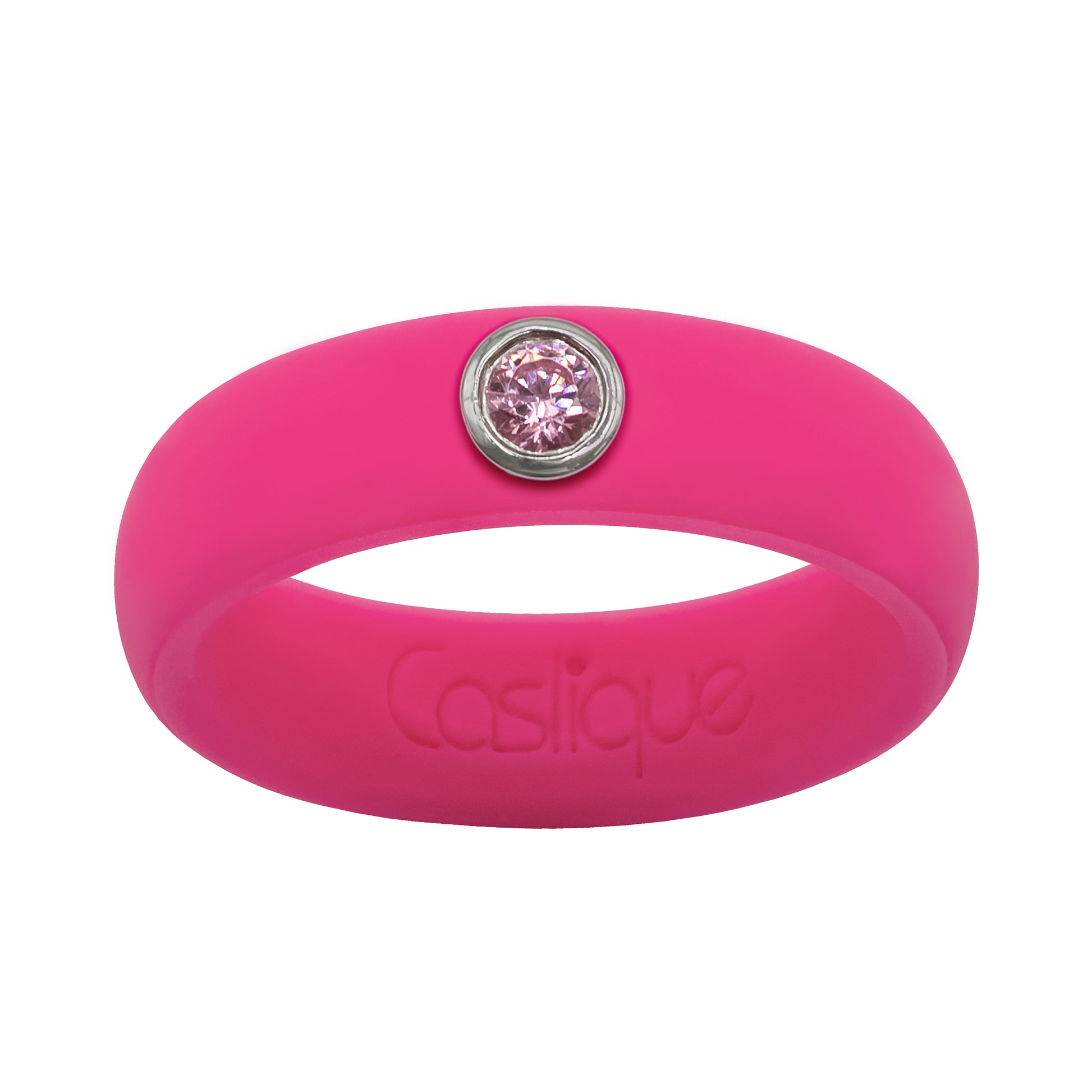 Pink Cubic Zirconia Silicone Ring