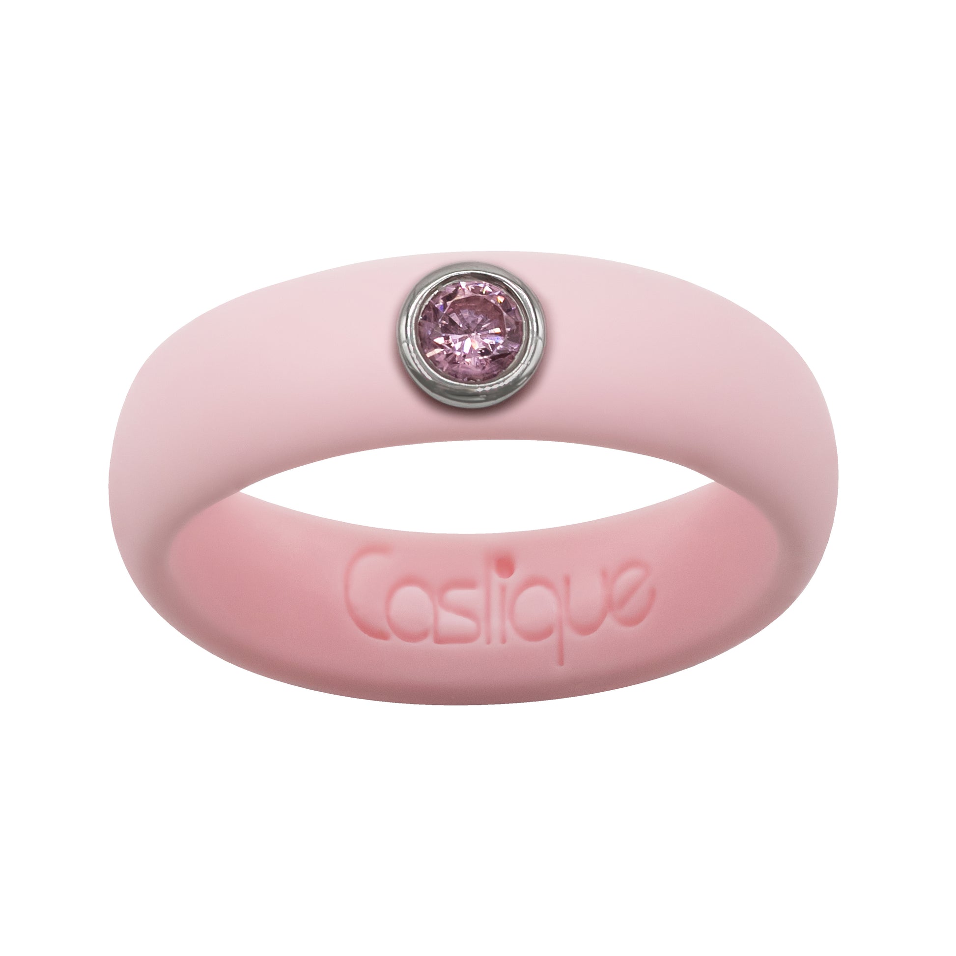 Pink Opal Cubic Zirconia Silicone Ring